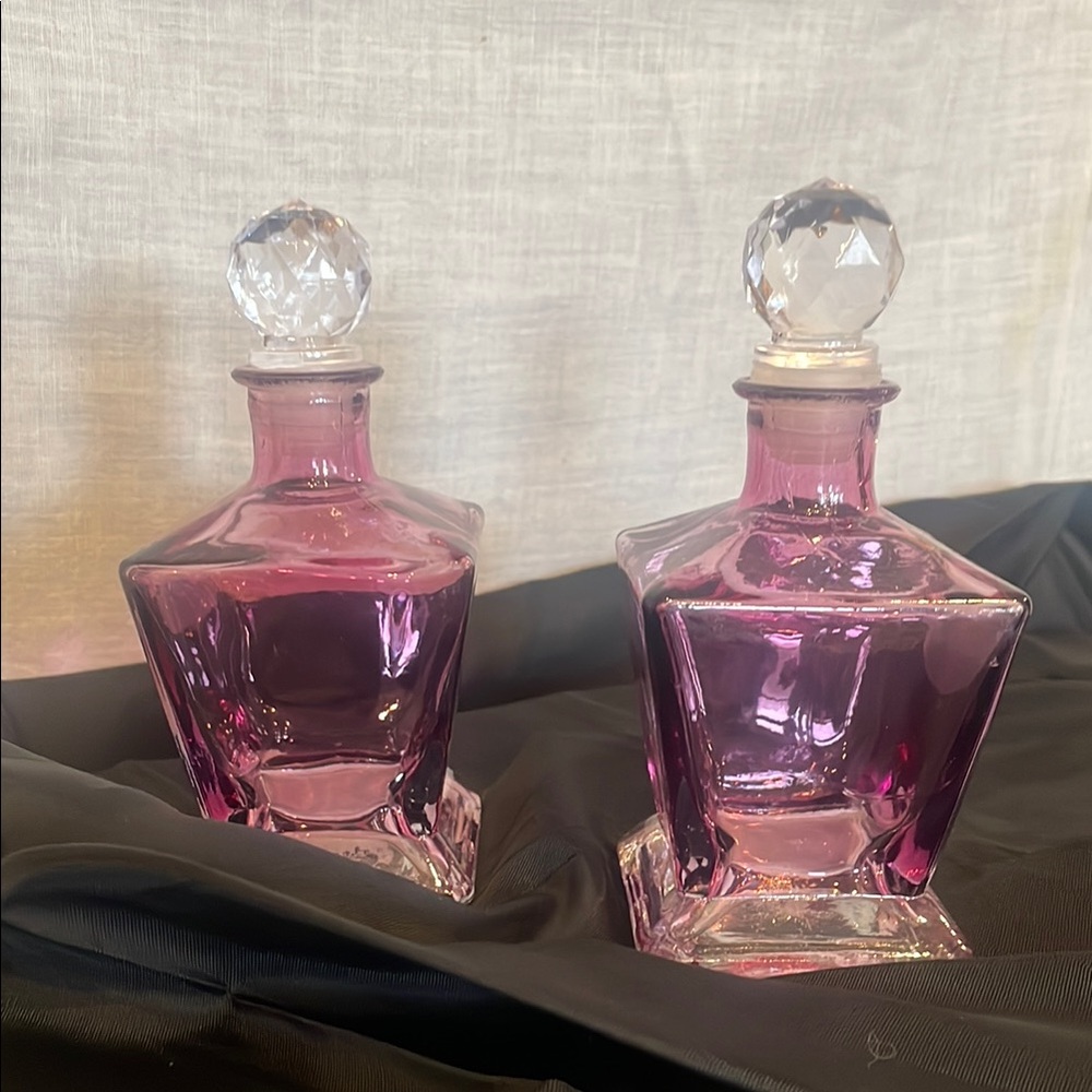 Elegant Pink Glass Decanter Set